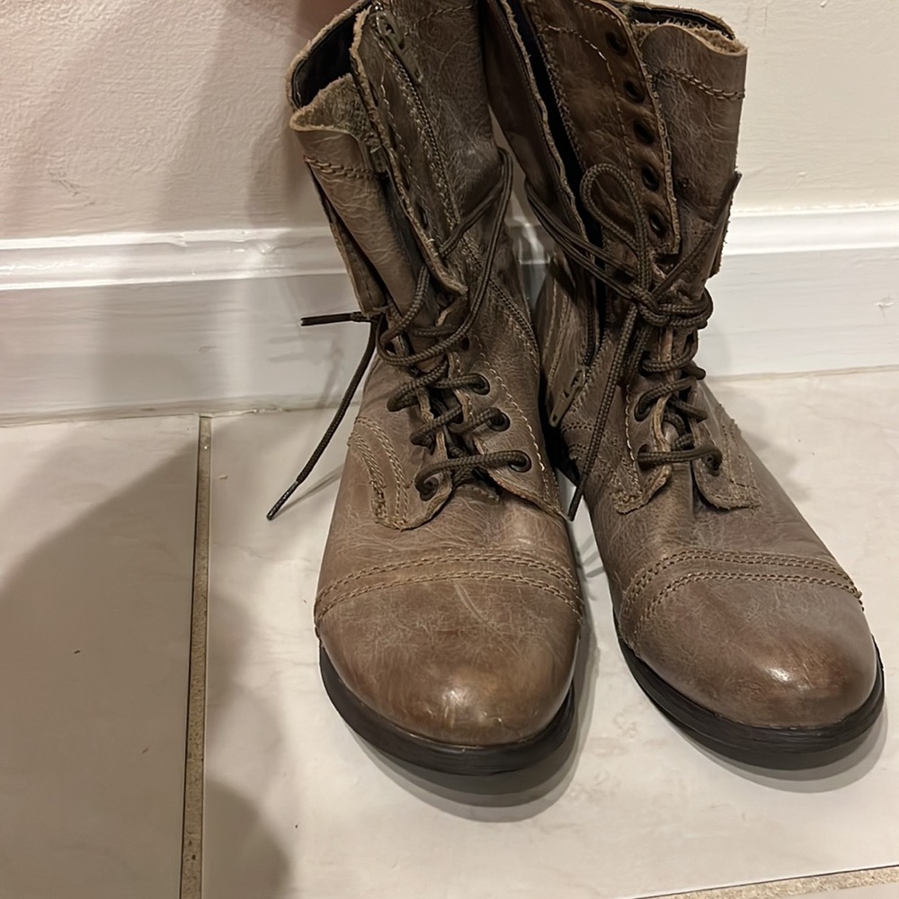 Steve Madden distressed gray booties